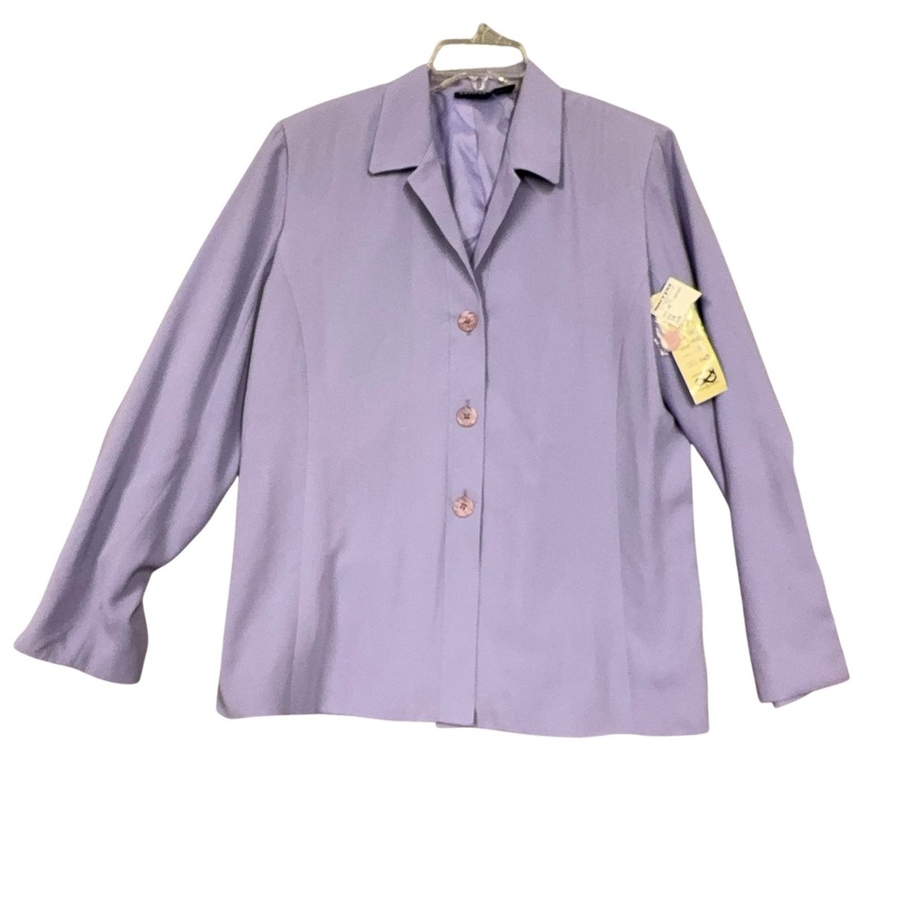 Hillard & Hanson Blazer Jacket Womens 14 Purple Lined Button Career Workwear